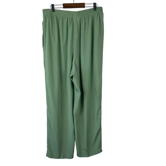 Vtg Roamans Wide Leg Pull On Pants Size 6 Womens Green‎ Elastic Waist High Rise - Picture 2 of 11